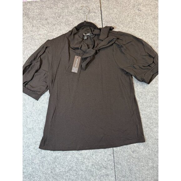 Cable & Gauge Tops - Cable & Gauge Top Women's Large Black Stretch Classic Short Sleeve Pullover
